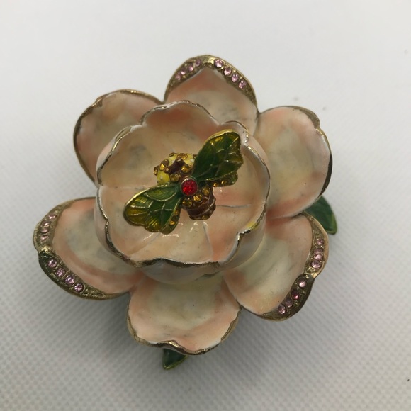 Lotus Flower with Bee Trinket Box - Picture 1 of 9